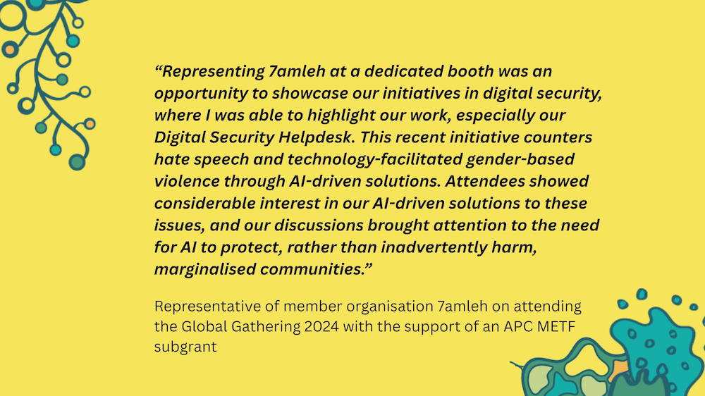 banner with a quote from 7amleh