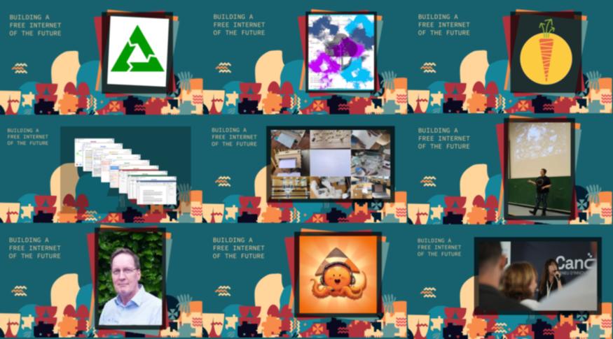 Collage featuring different images from the series Building a Free Internet for the Future.