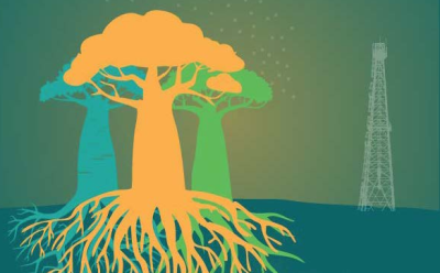 Baobab tree and tower anthena from the cover ot the national strategy