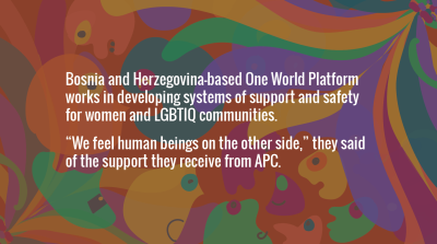  image linking to Semer le changement : One World Platform est active au niveau du soutien et de la sécurité des femmes et des communautés LGBTIQ en Bosnie-Herzégovine